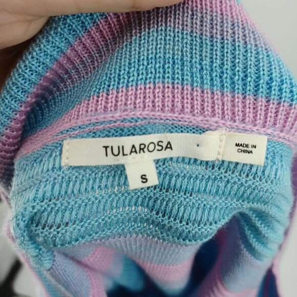 Tularosa Revolve Kinsley Dress In Multi Pastel Striped Wool Off The Shoulder S - Picture 7 of 10